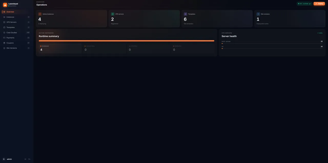 Launchpad, live site